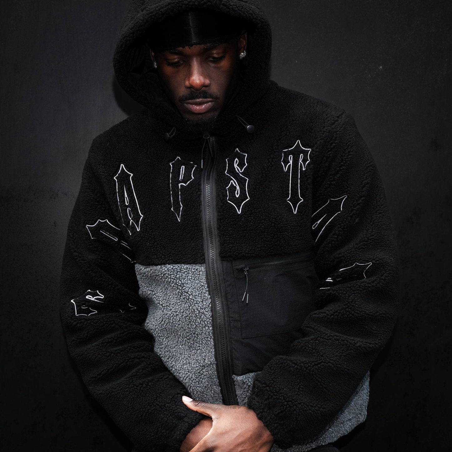 Trapstar Irongate Borg Jacket 'Black' — XXS — Top View