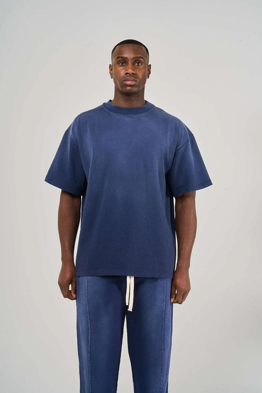 KAIZEN MARKET BLANK HEAVYWEIGHT FADE OUT TEE BLUE — XS — Side View