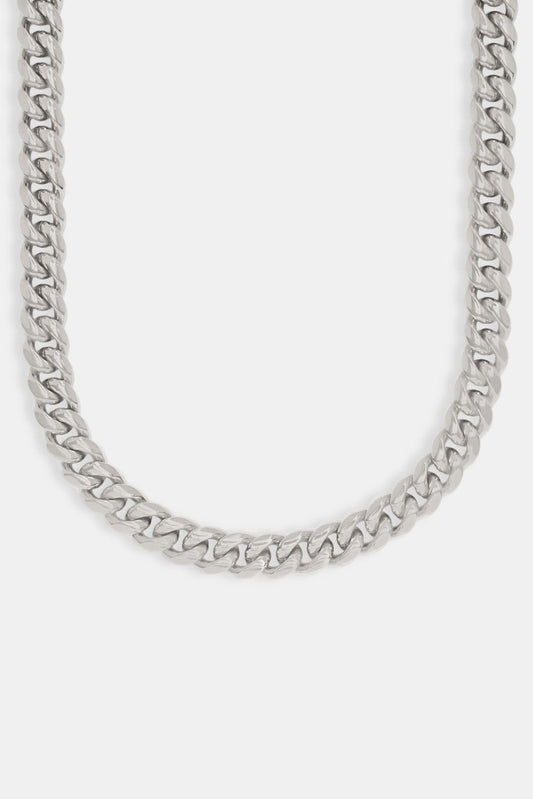 Cernucci Miami Cuban Link Chain - 12mm - White — 18" — Side View