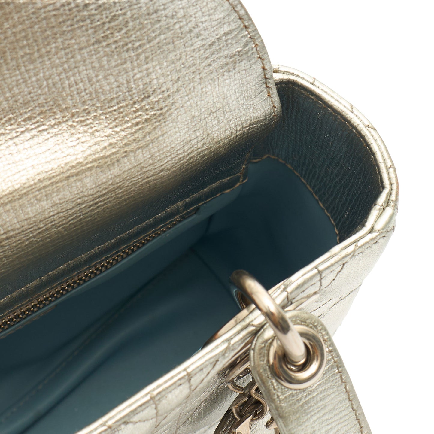 Christian Dior Tote Lady Dior - Medium in Metallic, Cannage Quilted Lambskin — Alternate View 7