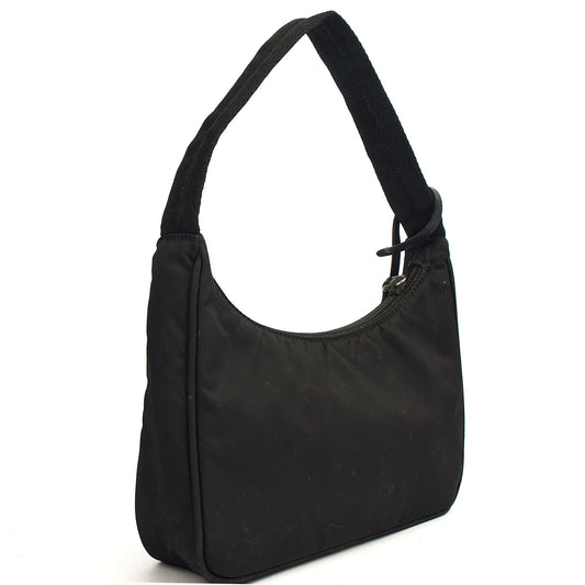 Prada Shoulder Bag Re-Edition 2000 Terry Mini Bag in Black, Nylon — Side View