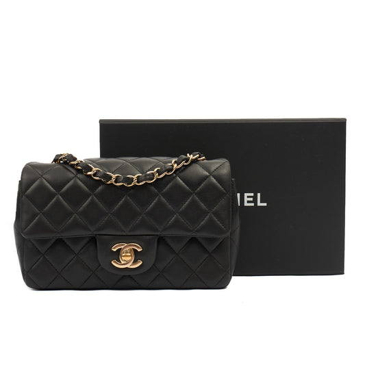 Chanel Cross Body Classic - Mini (Rectangular) in Black, Lambskin Leather — Side View
