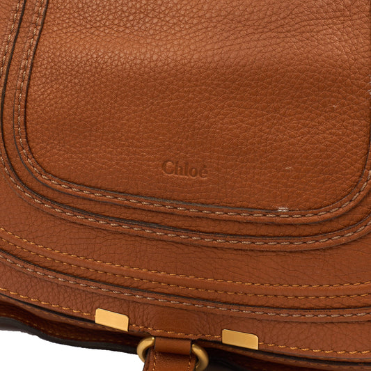 Chloe Shoulder Bag Marcie - Medium in Brown, Calfskin Leather — Side View