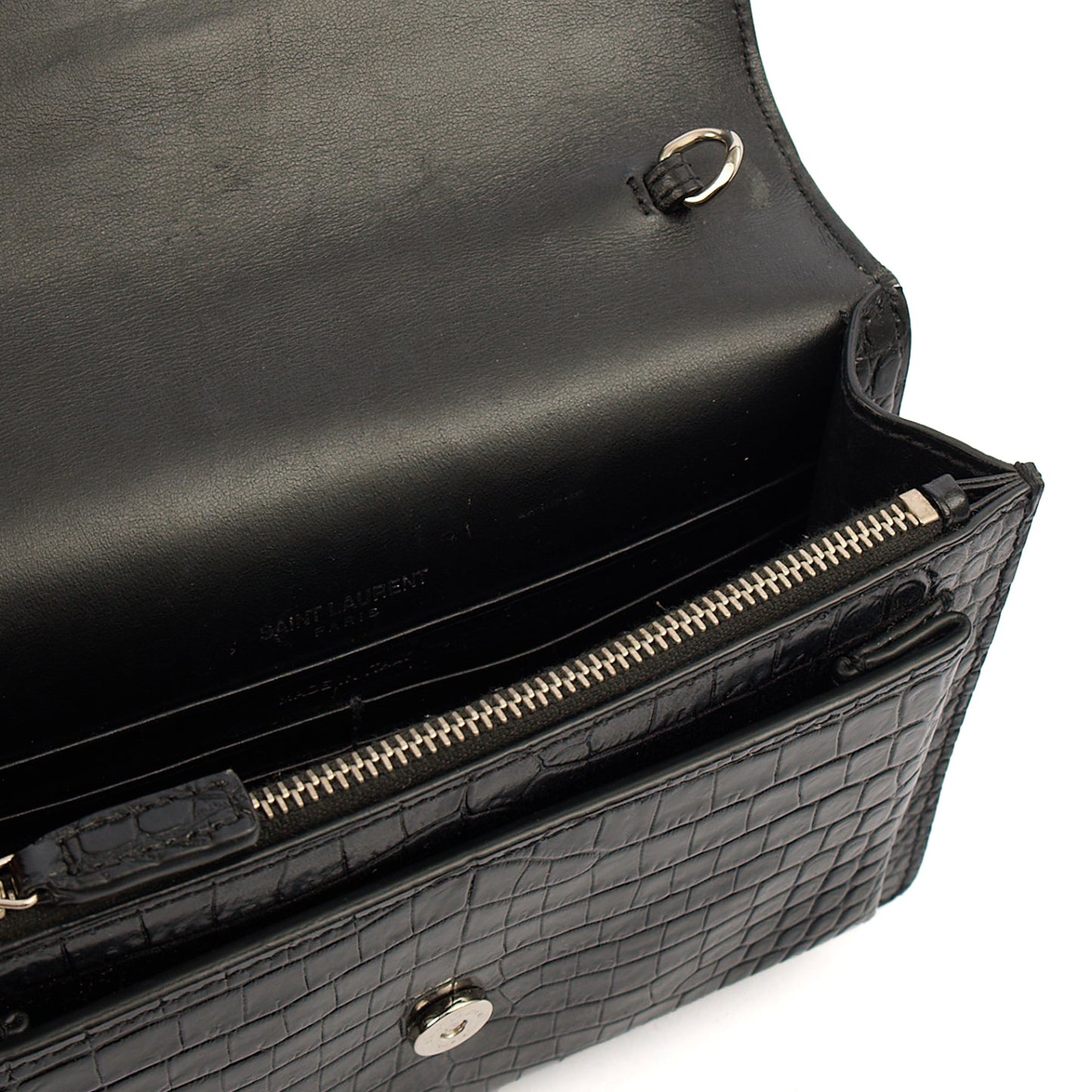 Saint Laurent Cross Body Sunset - Small in Black, Exotic Effect Leather — Alternate View 7