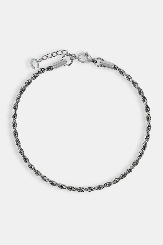 Cernucci Rope Bracelet - 3mm - White — 6" — Side View