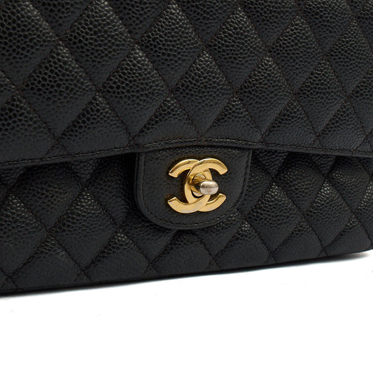 Chanel Shoulder Bag Classic Double Flap - Medium in Black, Leather — Side View