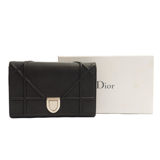 Christian Dior Cross Body Diorama WOC in Black, Leather — Side View