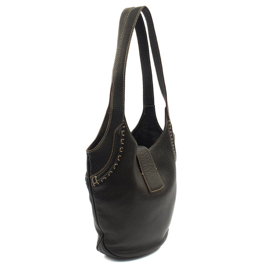 Burberry Shoulder Bag Vintage Shoulder Bag in Black, Leather — Side View