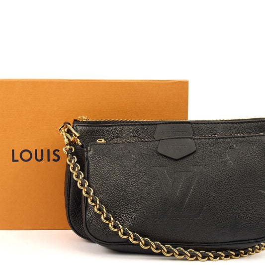 Louis Vuitton Cross Body Multi Pochette Accessoires in Black, Empreinte Leather — Side View