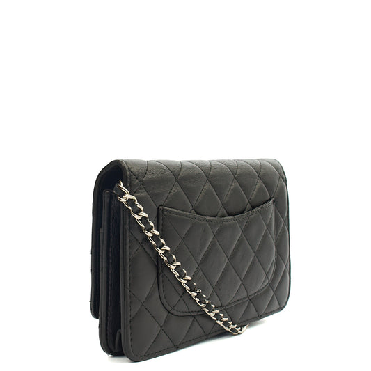 Chanel Cross Body Wallet on Chain in Black, Lambskin Leather — Side View