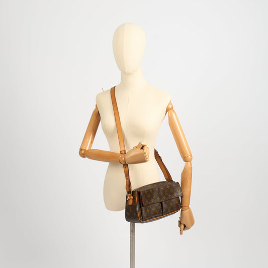 Louis Vuitton Cross Body Vivacite Bag in Monogram, Leather — Side View