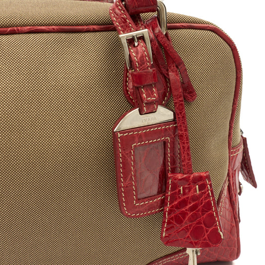 Prada Shoulder Bag Shoulder Bag in Red, Fabric — Side View