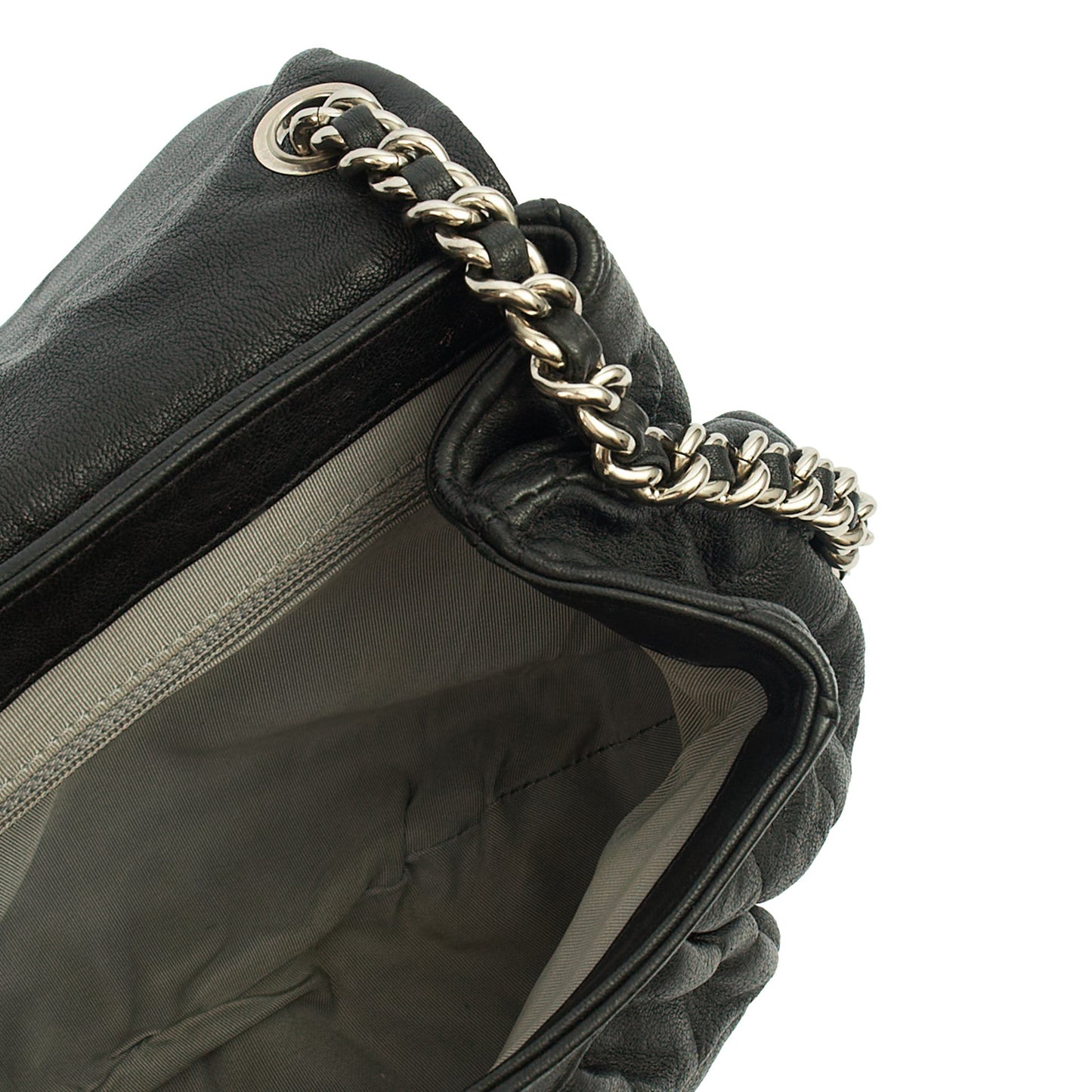 Chanel Shoulder Bag Chain Around Flap in Black, Calfskin Leather — Alternate View 9