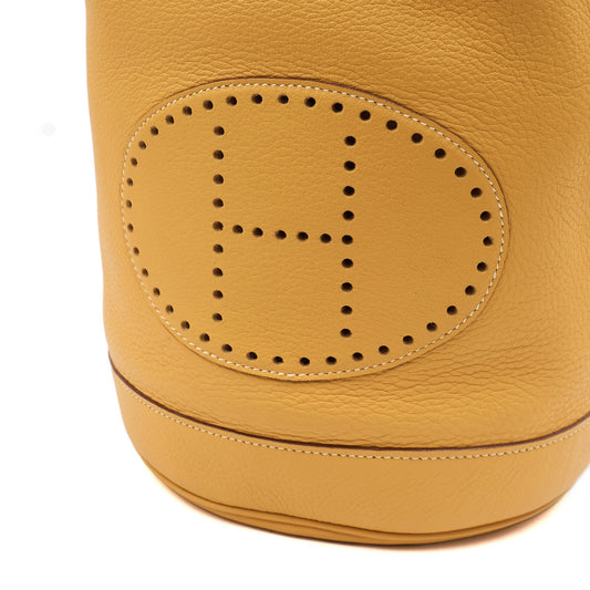 Hermes Vintage Shoulder Bag in Jaune Ambre, Togo Leather — Side View