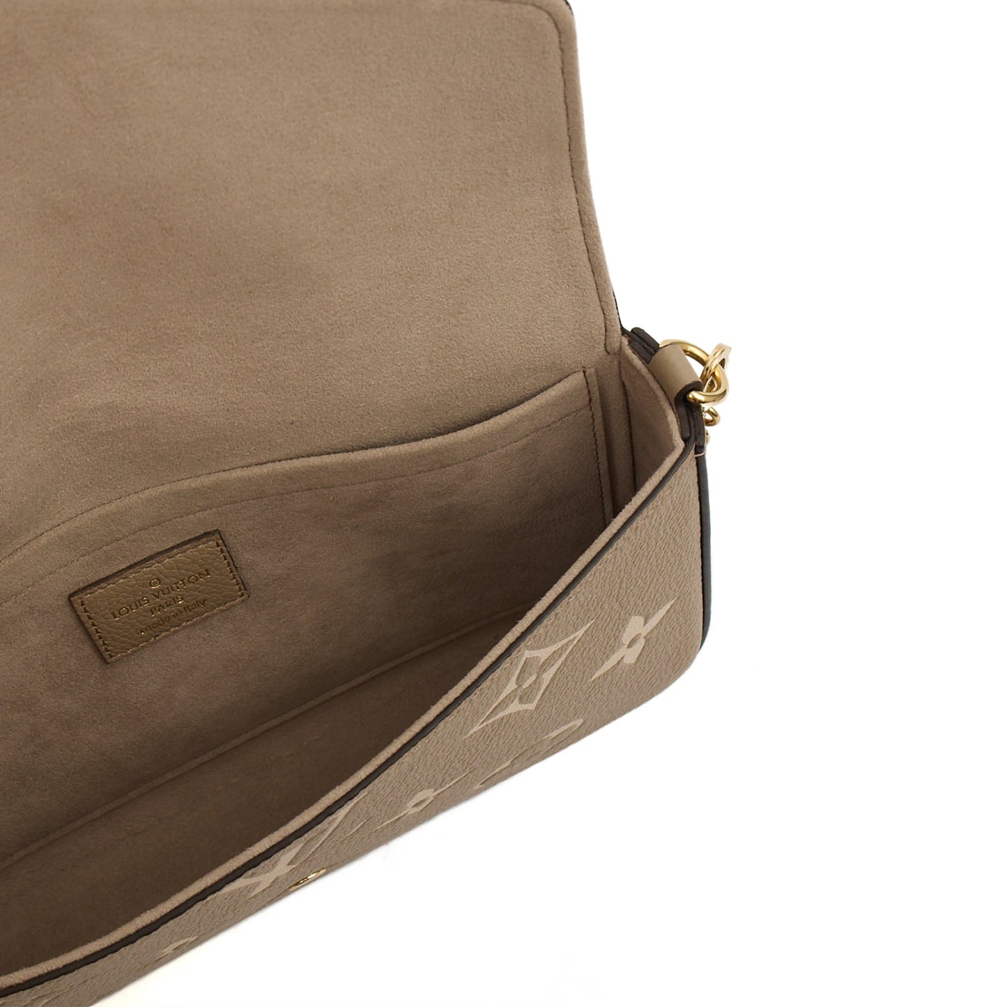 Louis Vuitton Cross Body Felicie Pochette in Grey, Empreinte Leather — Alternate View 7
