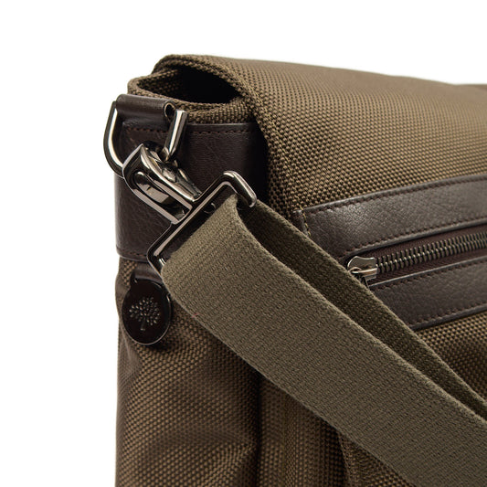 Mulberry Satchel Messenger in Green, Fabric — Side View