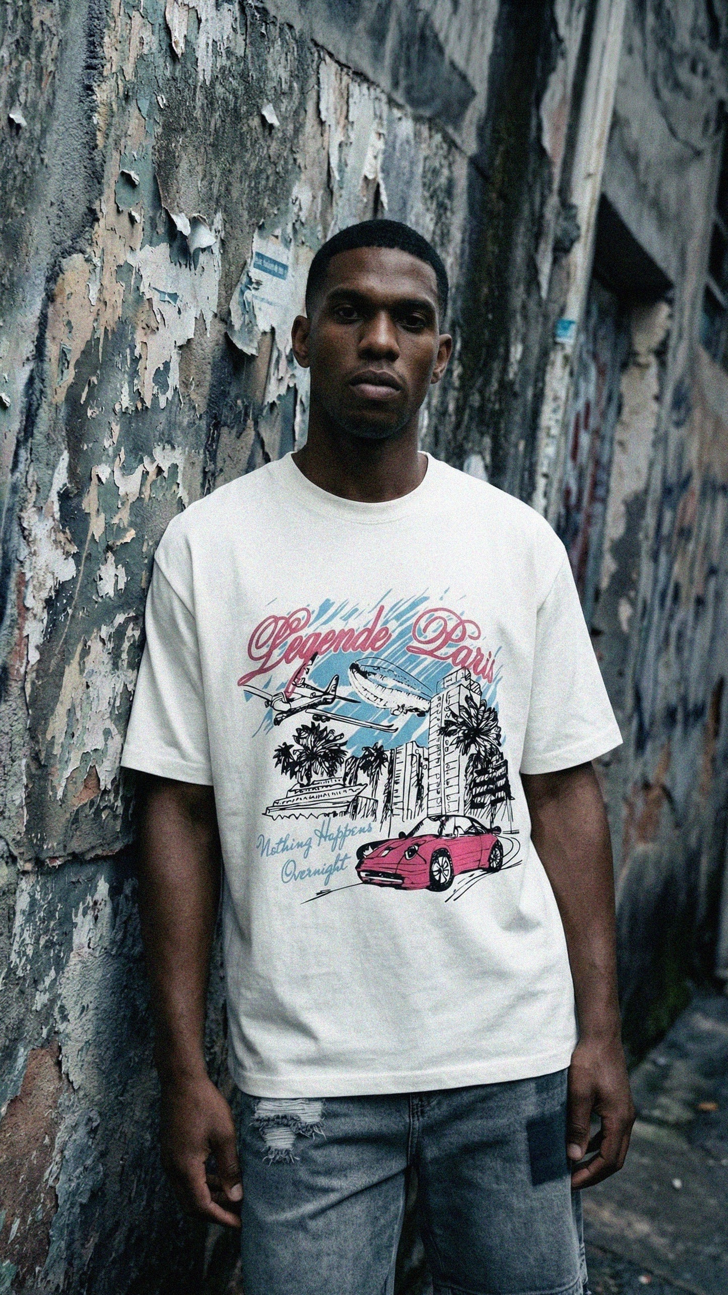 Legende Paris OVERNIGHT SKETCH T-SHIRT - WHITE — XS — Detail View