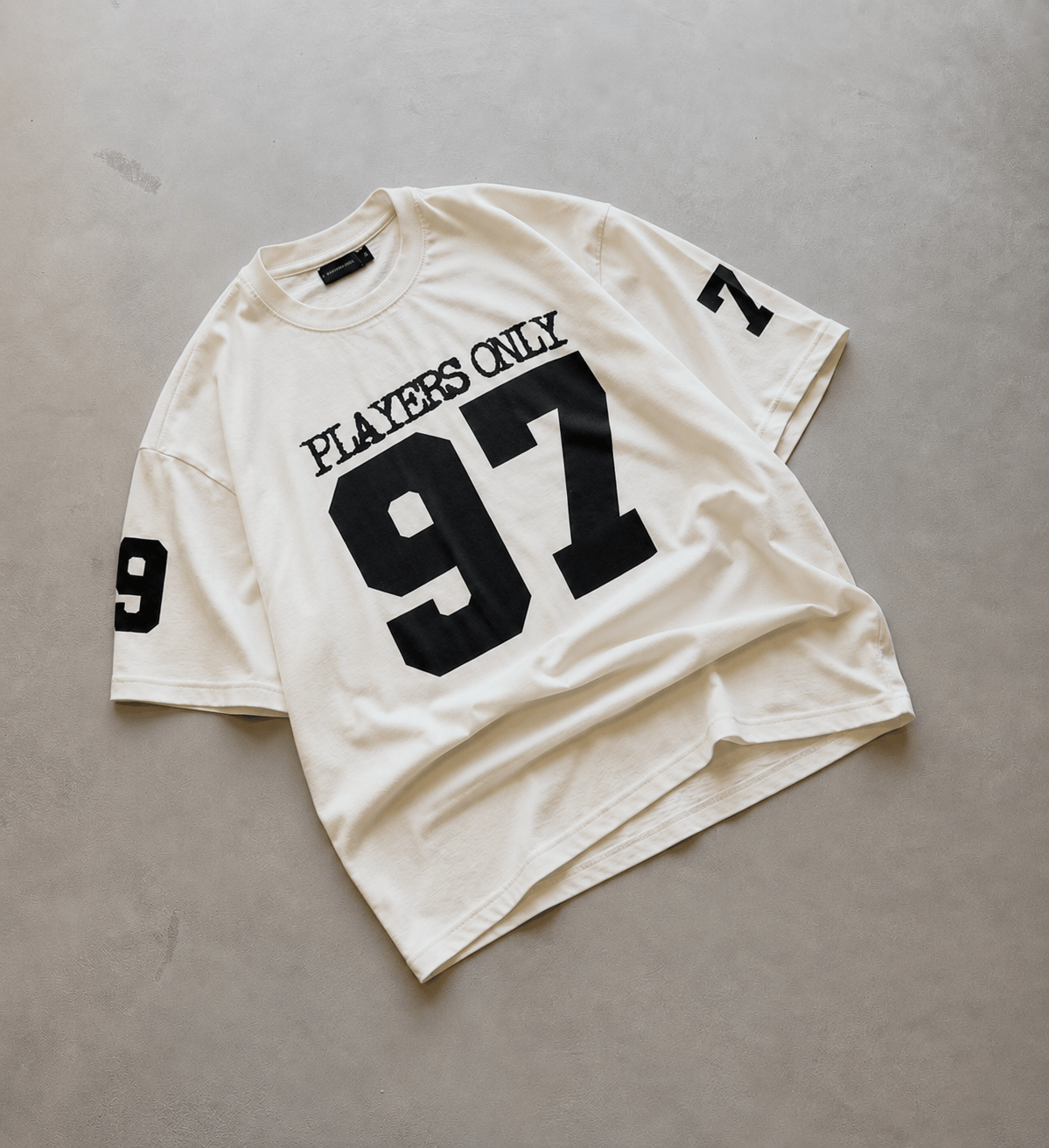 PLAYERS ONLY ECRU JERSEY TEE — Small — Top View