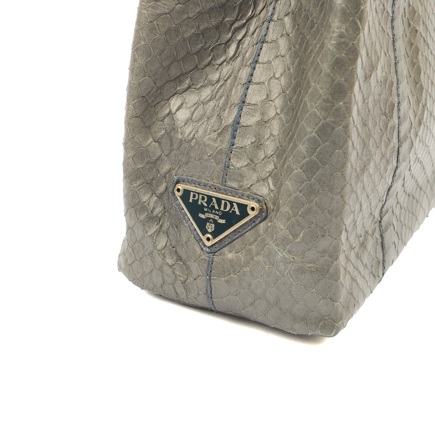 Prada Mini Bag Tote in Grey, Python Leather — Lifestyle View
