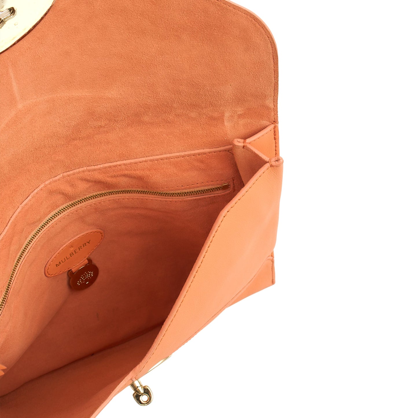 Mulberry Clutch Pouch in Coral Orange, Calfskin Leather — Alternate View 7