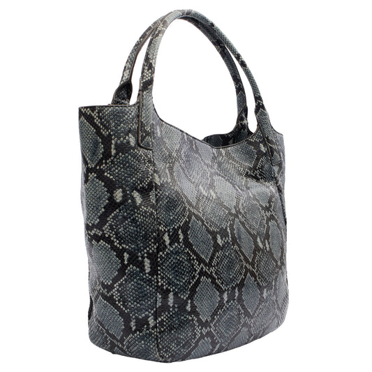 Anya Hindmarch Tote Shoulder Bag in Blue, Exotic Effect Leather — Side View