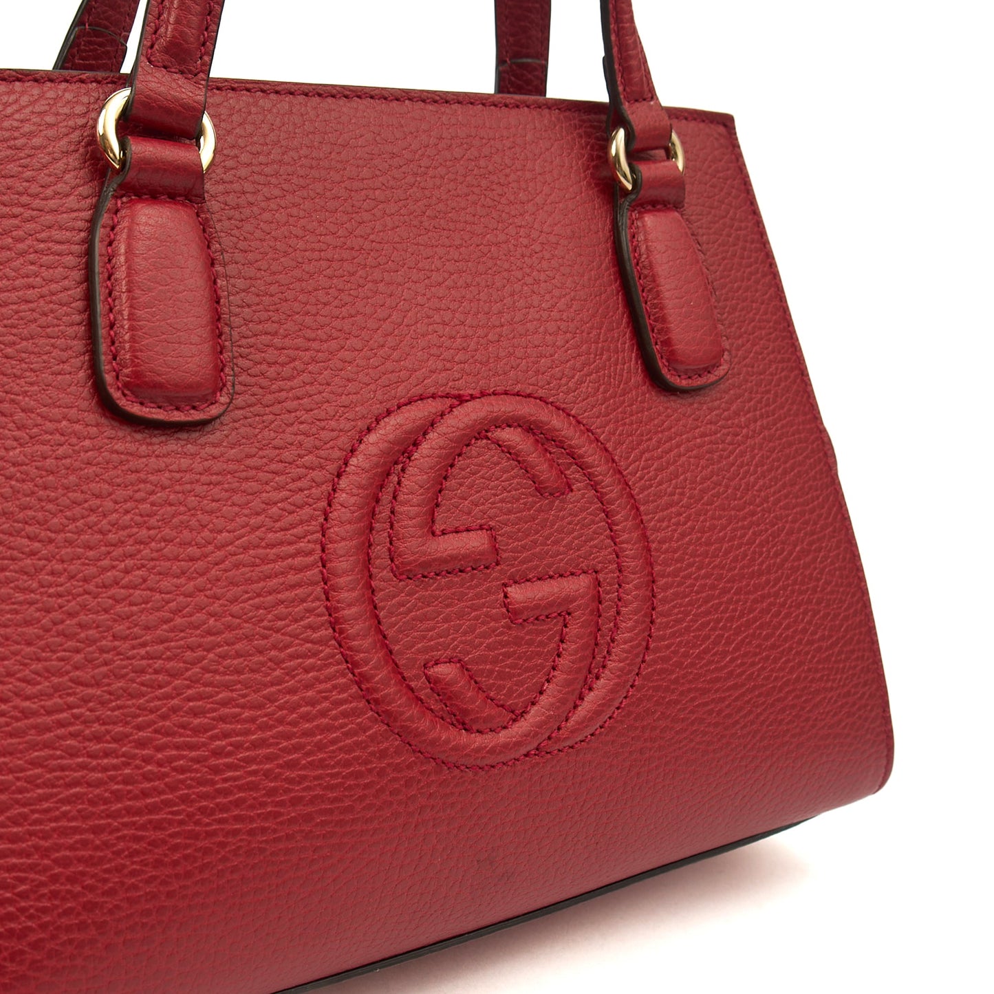 Gucci Tote Soho Top Handle in Red, Leather — Lifestyle View