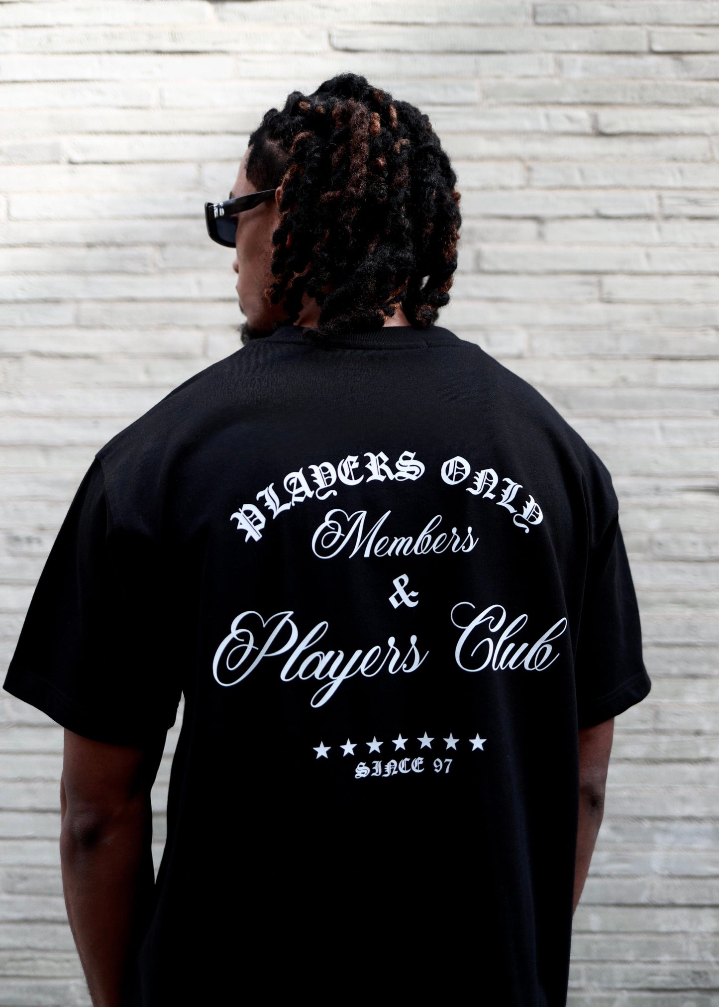 PLAYERS ONLY BLACK EMBROIDERED TEE — Small — Detail View