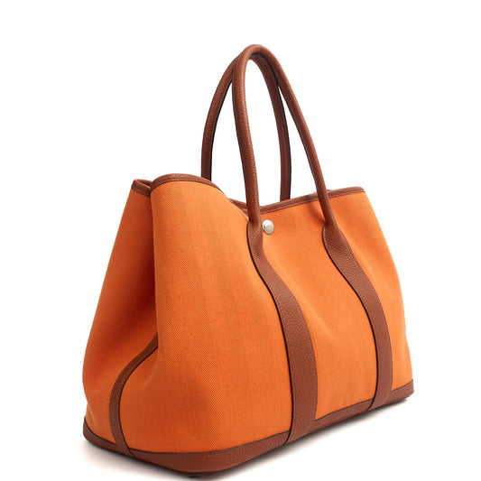 Hermes Garden Tote 30 in Classic Orange, Canvas — Side View