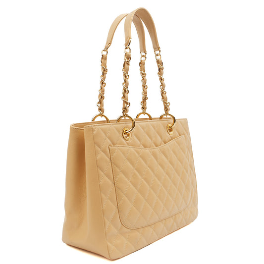Chanel Tote Grand Shopping Tote in Neutral, Leather — Side View
