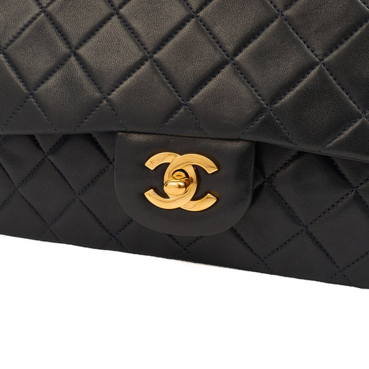 Chanel Cross Body Classic Double Flap - Small in Navy, Lambskin Leather — Side View