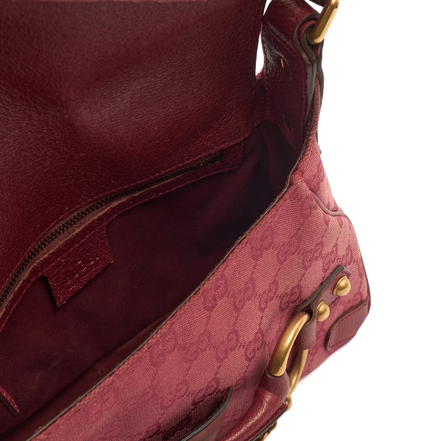 Gucci Shoulder Bag Horsebit Chain Shoulder Bag in Pink, GG Canvas — Alternate View 7
