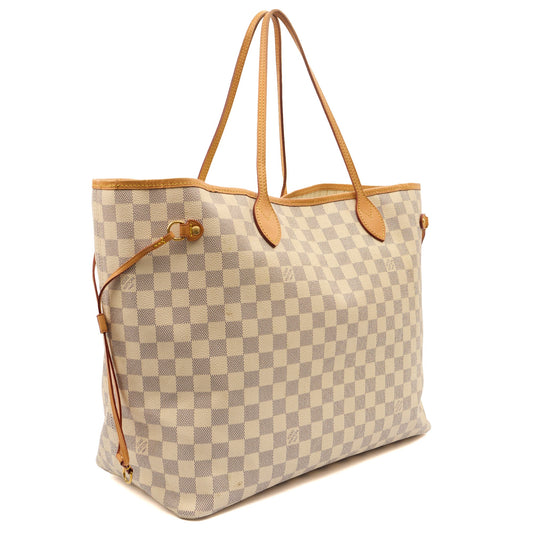 Louis Vuitton Tote Neverfull MM in Damier Azur, Canvas — Side View