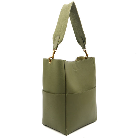 Celine Tote Sangle Seau in Green, Box Calfskin — Side View