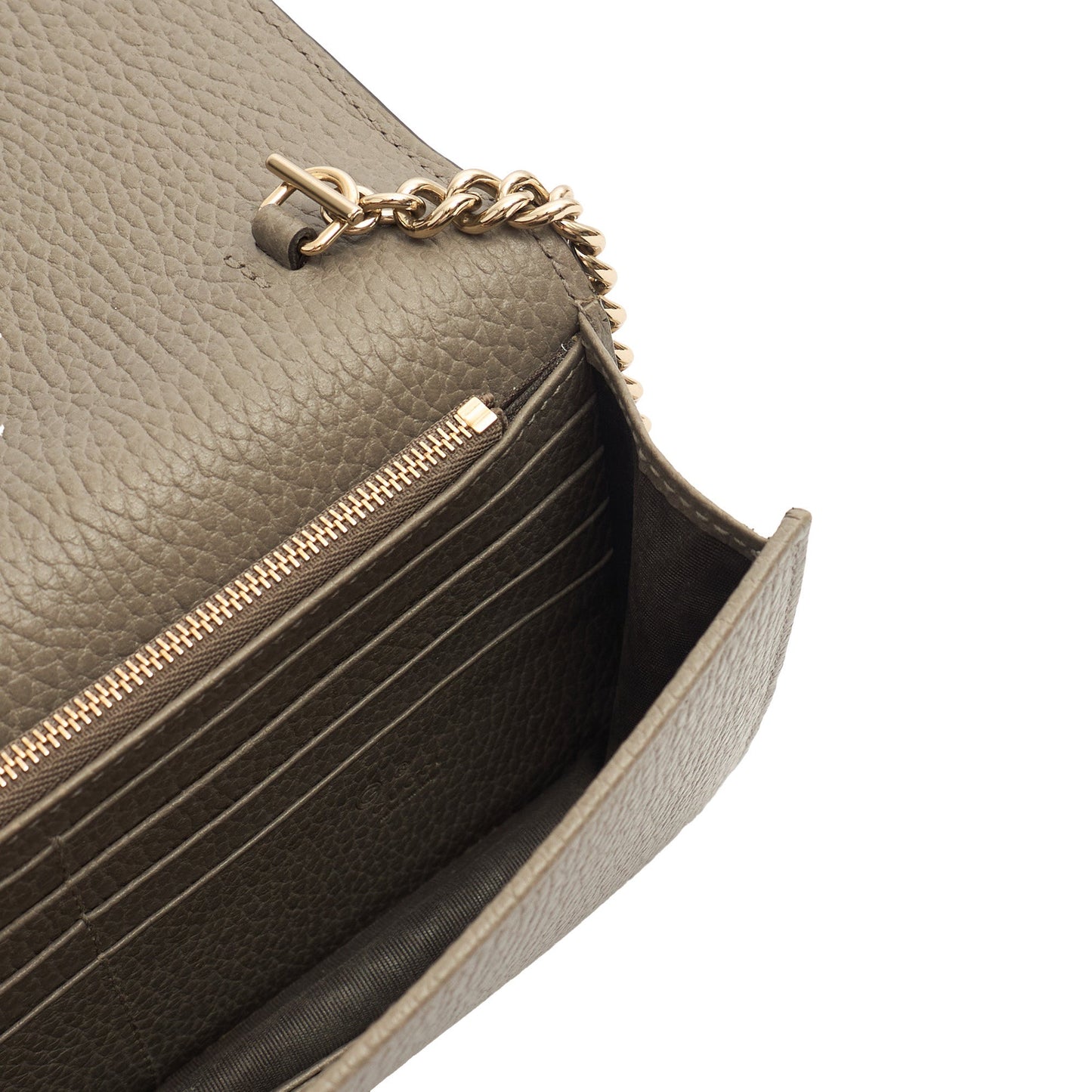 Gucci Cross Body Dollar Interlocking GG Wallet On Chain in Grey, Leather — Alternate View 9