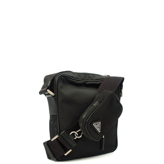 Prada Cross Body Nylon Cross Body Bag in Black, Nylon — Side View