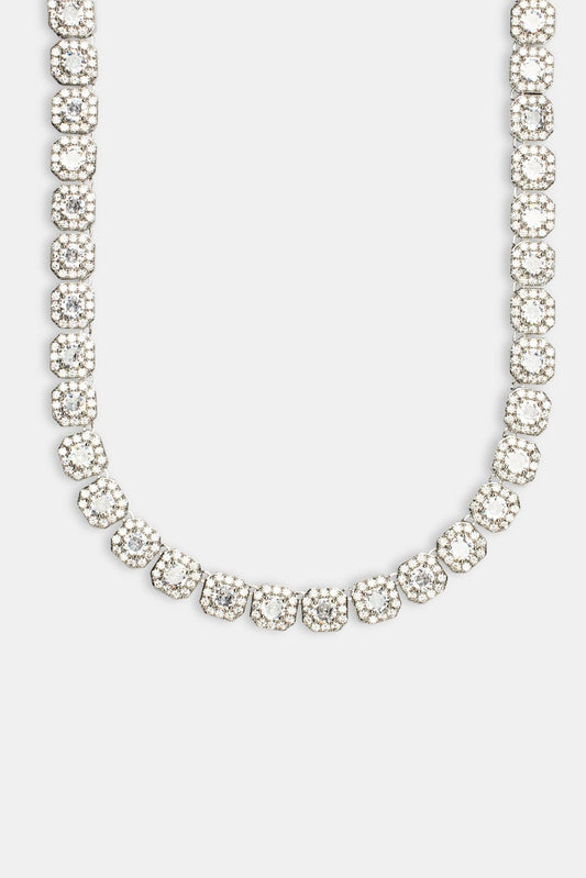 Cernucci Clustered Tennis Chain - 10mm - White — 18" — Side View