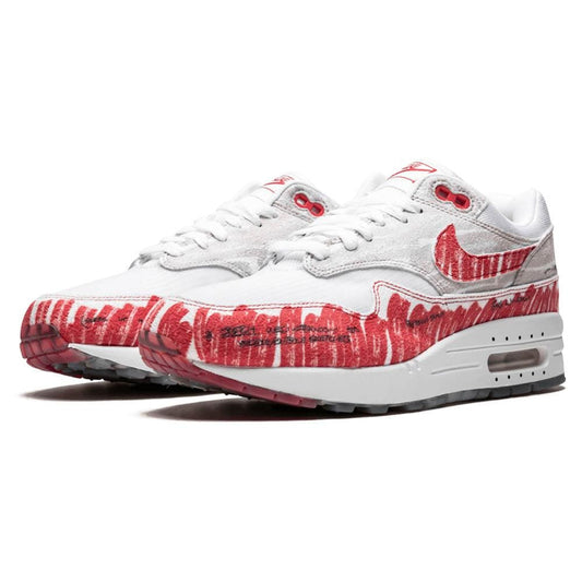 Nike Air Max 1 Tinker 'Sketch To Shelf - University Red' — UK 3 | EU 35.5 | US 3.5 — Side View