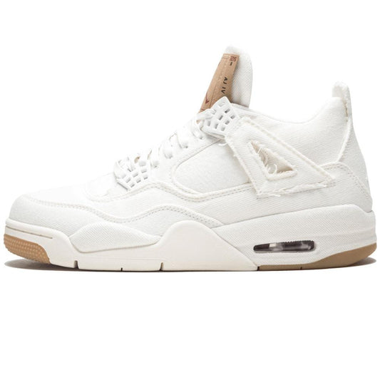 Levis x Nike Air Jordan 4 White — UK 3 | EU 35.5 | US 3.5 — Side View