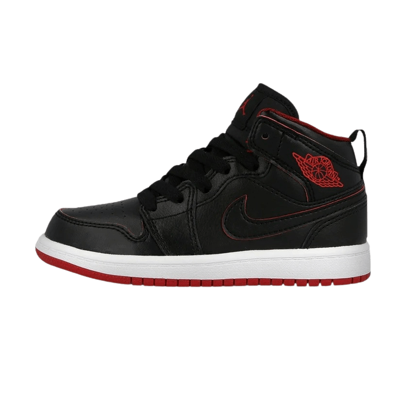 Air Jordan 1 Retro Mid GS 'Black Gym Red' — UK 13.5 | EU 32 | US 1Y — Front View