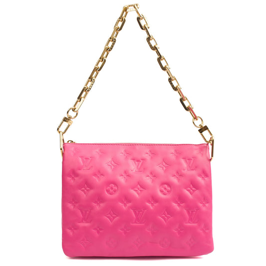 Louis Vuitton Shoulder Bag Coussin MM in Pink, Calfskin Leather — Side View