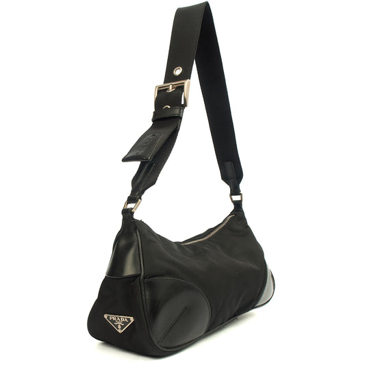 Prada Shoulder Bag Shoulder Bag in Black, Nylon — Side View