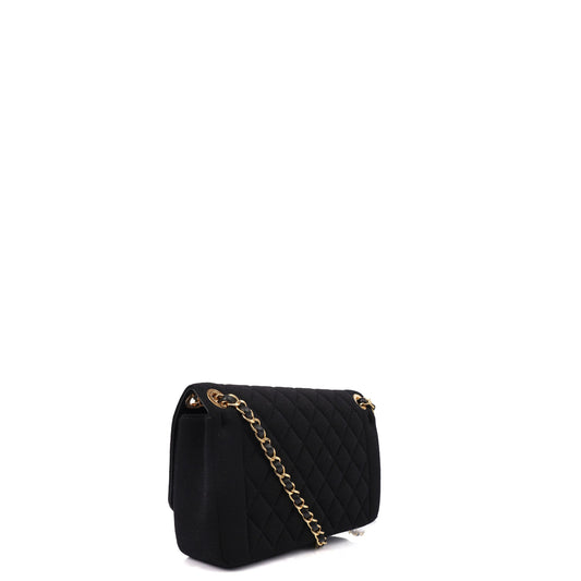 Chanel Shoulder Bag Flap Bag in Black, Fabric — Side View
