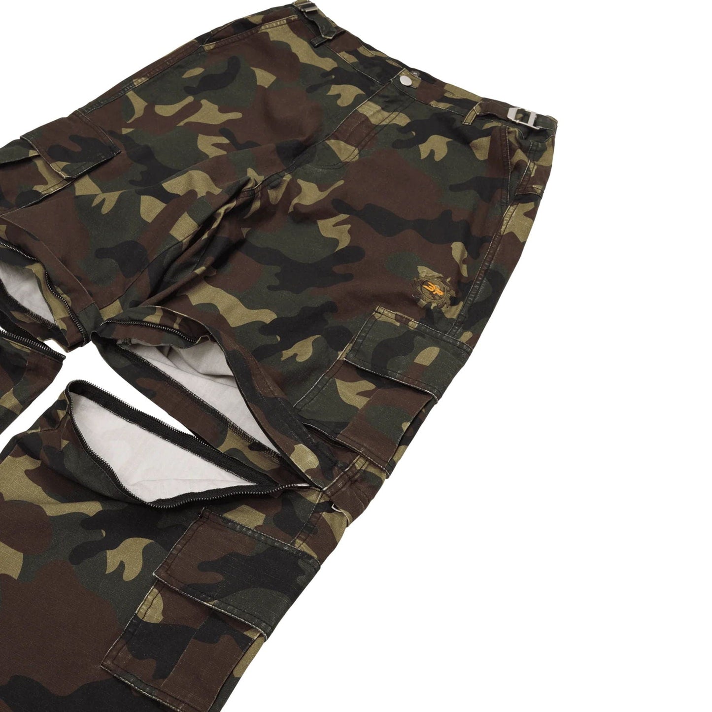 Broken Planet 2-In-1 Camo Cargo Pants/Shorts 'Camo Green' — XXS — Back View