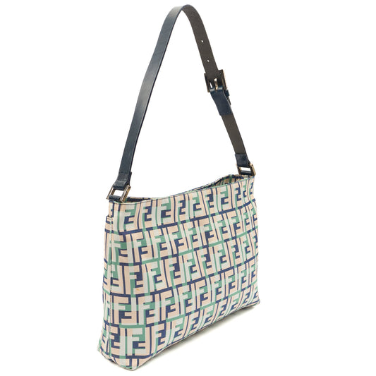 Fendi Shoulder Bag Zucca Tote in Green, Leather — Side View
