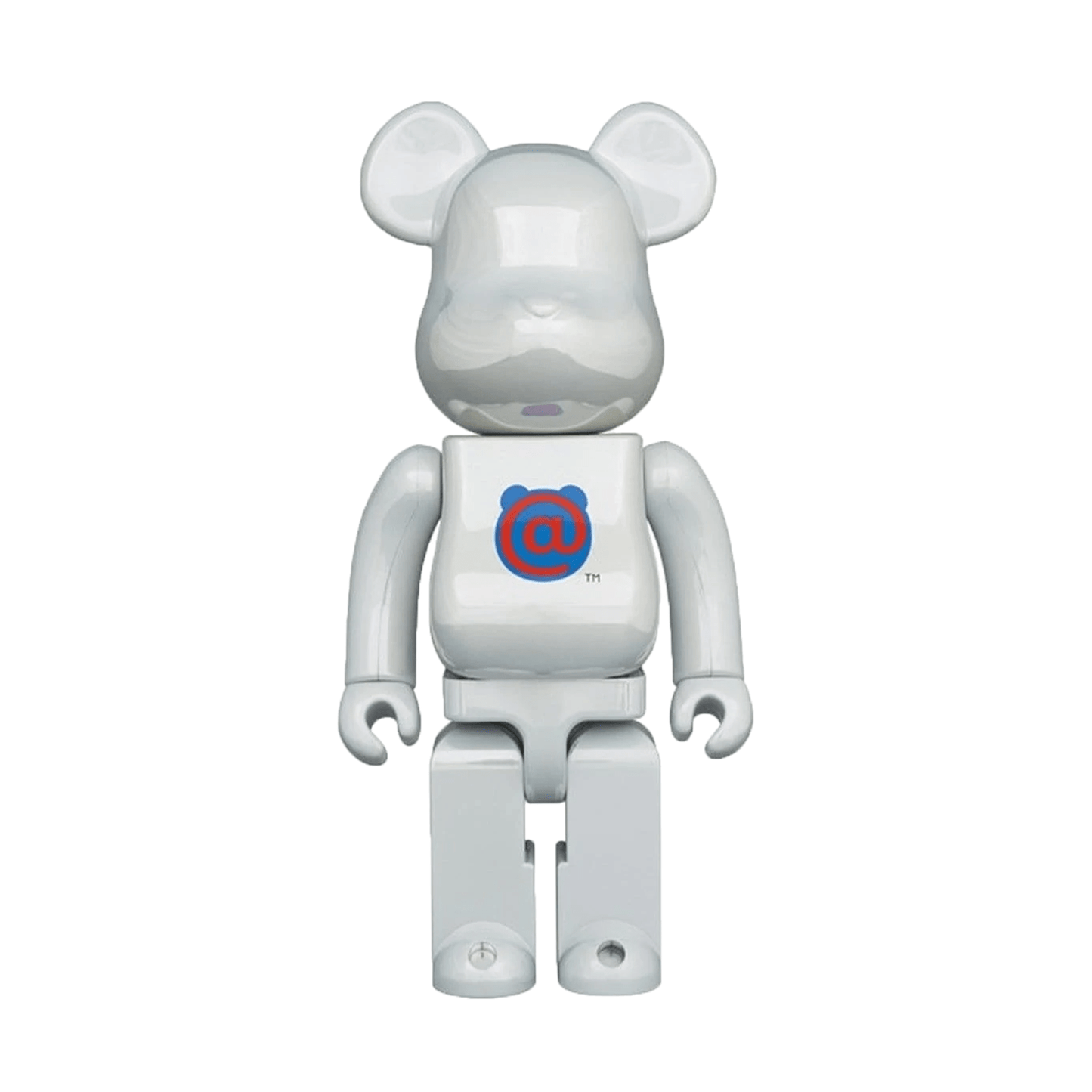 Bearbrick 20th Anniv. 1st Model 1000% White Chrome — Front View