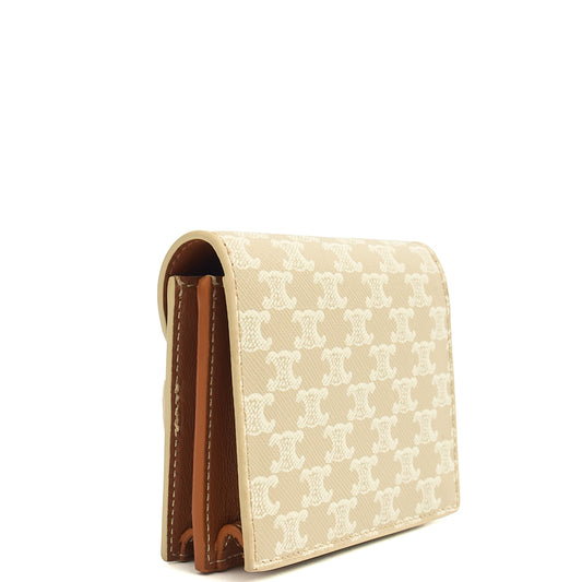 Celine Wallet in Brown, Box Calfskin — Side View
