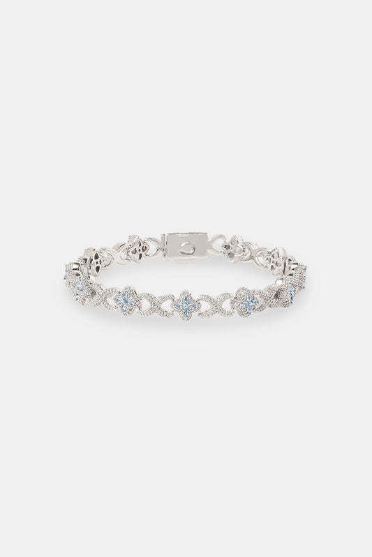 Cernucci Iced Blue Baguette Motif Infinity Bracelet - 10mm — 7" — Side View