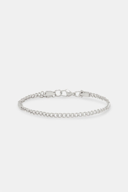 Cernucci Mens Micro Cuban Bracelet - 3mm - White — 7" — Side View