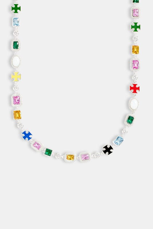 Cernucci Multi Gemstone Motif Necklace - 10mm — 16" — Side View