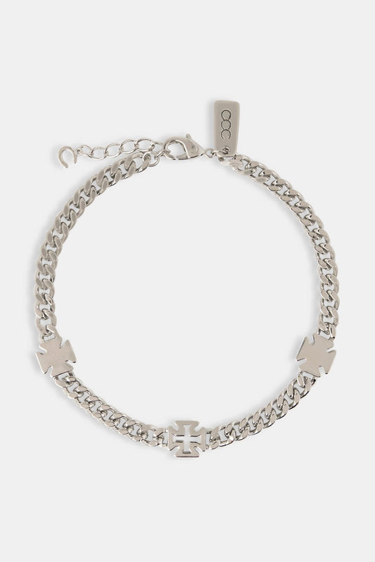 Cernucci Polished Motif & Outline Cuban Bracelet - 5mm — 7" — Side View